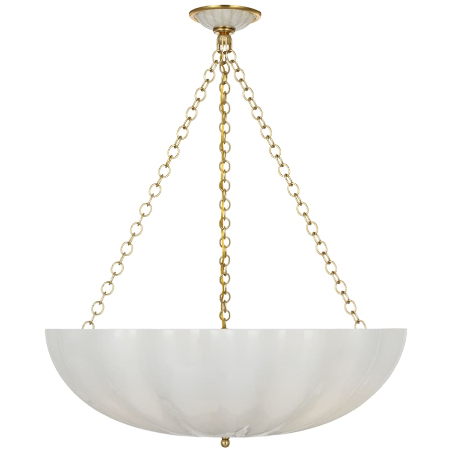 Visual Comfort Rosehill 6 Light 28" Wide Pendant with White Strie Glass Shade