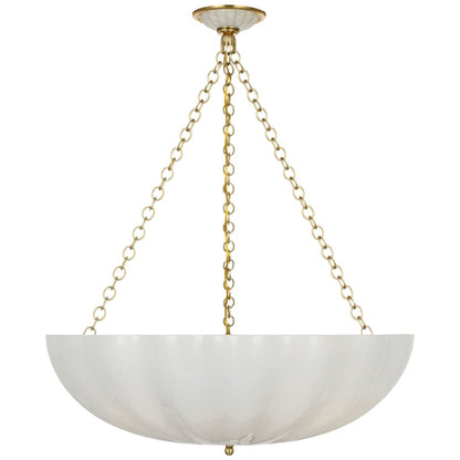 Visual Comfort Rosehill 6 Light 28" Wide Pendant with White Strie Glass Shade