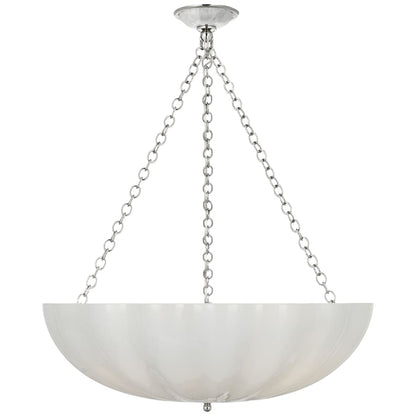 Visual Comfort Rosehill 6 Light 28" Wide Pendant with White Strie Glass Shade