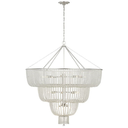 Visual Comfort Jacqueline 18 Light 46" Wide Beaded Waterfall Chandelier with Clear Glass Beads