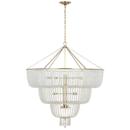 Visual Comfort Jacqueline 18 Light 46" Wide Beaded Waterfall Chandelier with Clear Glass Beads