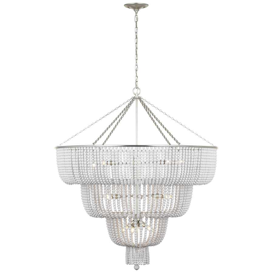 Visual Comfort Jacqueline 18 Light 46" Wide Beaded Waterfall Chandelier with White Acrylic Beads
