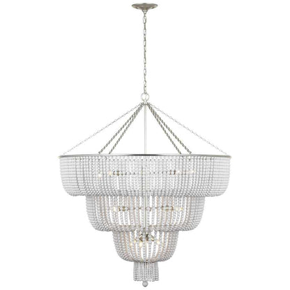 Visual Comfort Jacqueline 18 Light 46" Wide Beaded Waterfall Chandelier with White Acrylic Beads