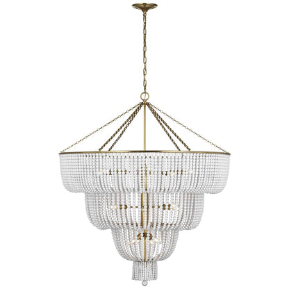 Visual Comfort Jacqueline 18 Light 46" Wide Beaded Waterfall Chandelier with White Acrylic Beads