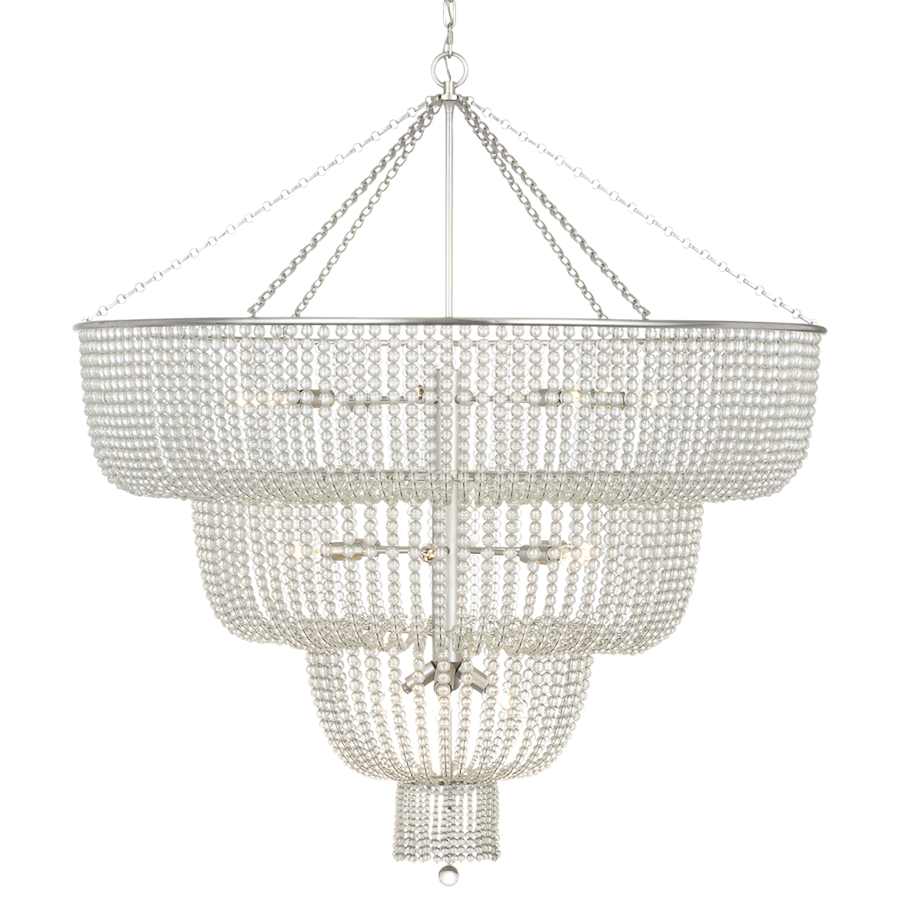 Visual Comfort Jacqueline 18 Light 46" Wide Beaded Waterfall Chandelier with Clear Glass Beads