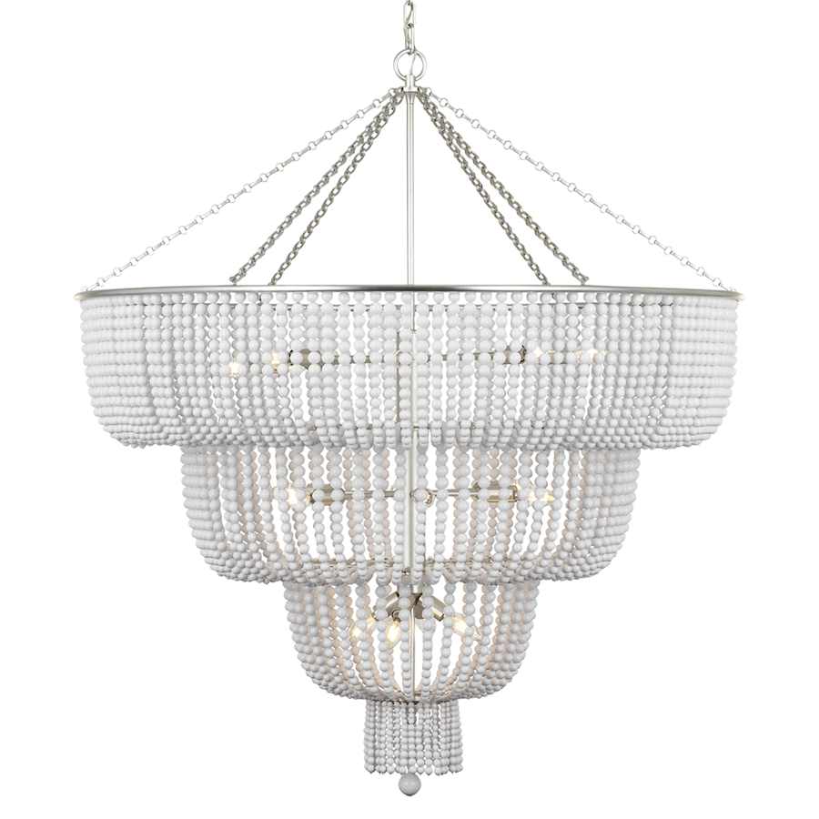 Visual Comfort Jacqueline 18 Light 46" Wide Beaded Waterfall Chandelier with White Acrylic Beads