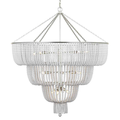 Visual Comfort Jacqueline 18 Light 46" Wide Beaded Waterfall Chandelier with White Acrylic Beads