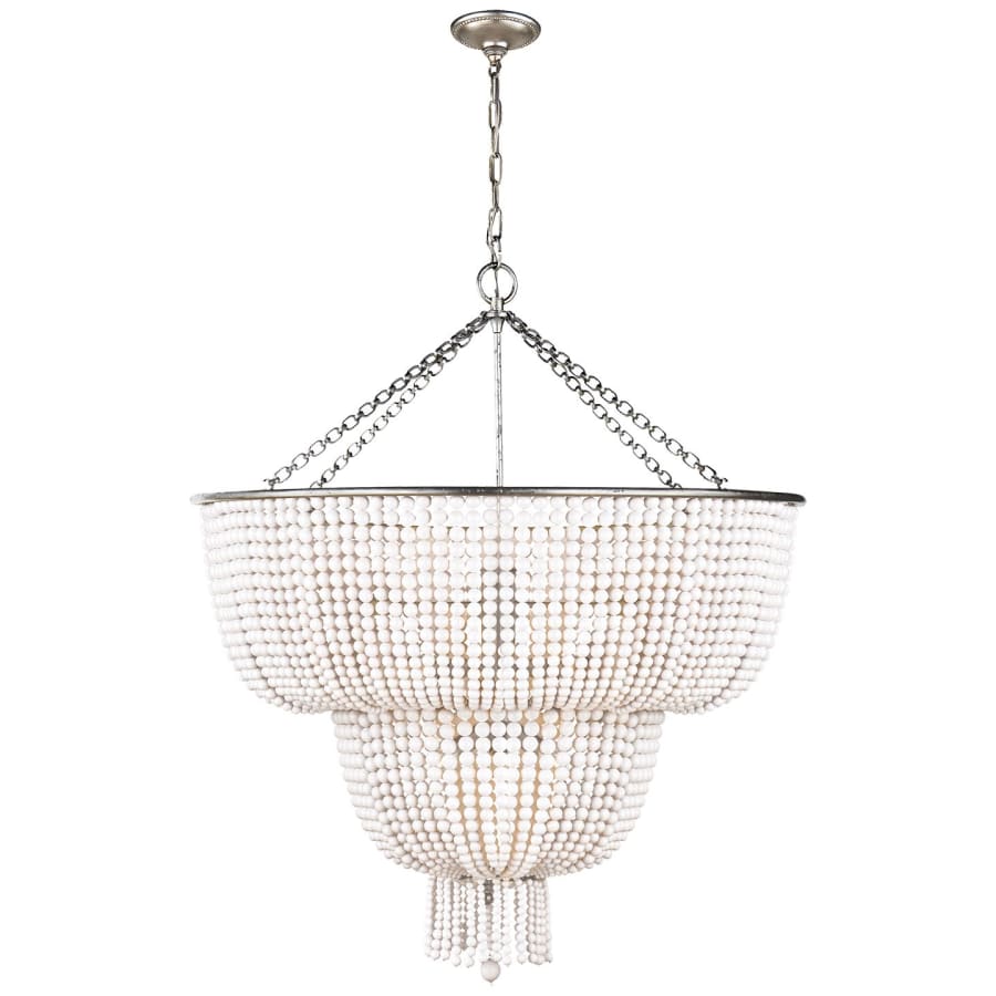 Visual Comfort Jacqueline 32" Two-Tiered Chandelier with Draped White Glass by AERIN