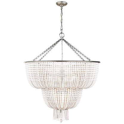 Visual Comfort Jacqueline 32" Two-Tiered Chandelier with Draped White Glass by AERIN