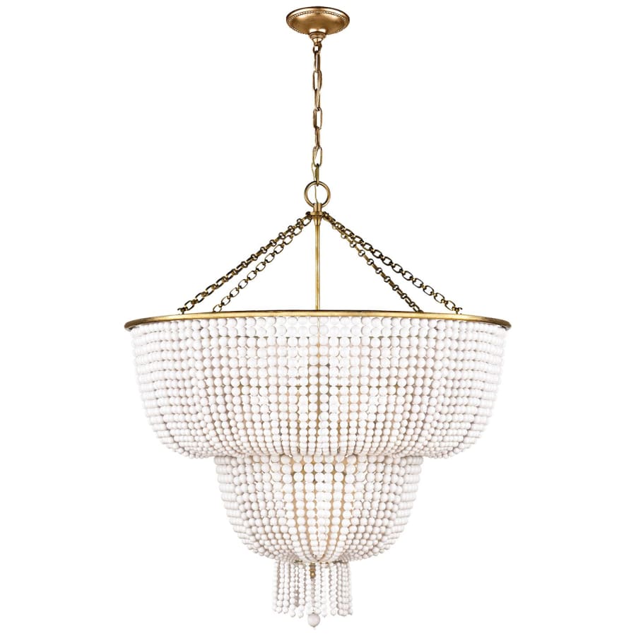 Visual Comfort Jacqueline 32" Two-Tiered Chandelier with Draped White Glass by AERIN