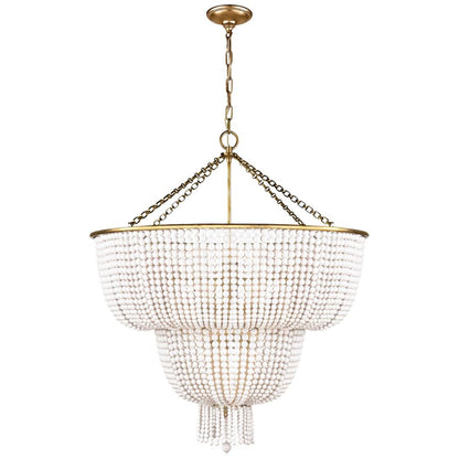 Visual Comfort Jacqueline 32" Two-Tiered Chandelier with Draped White Glass by AERIN