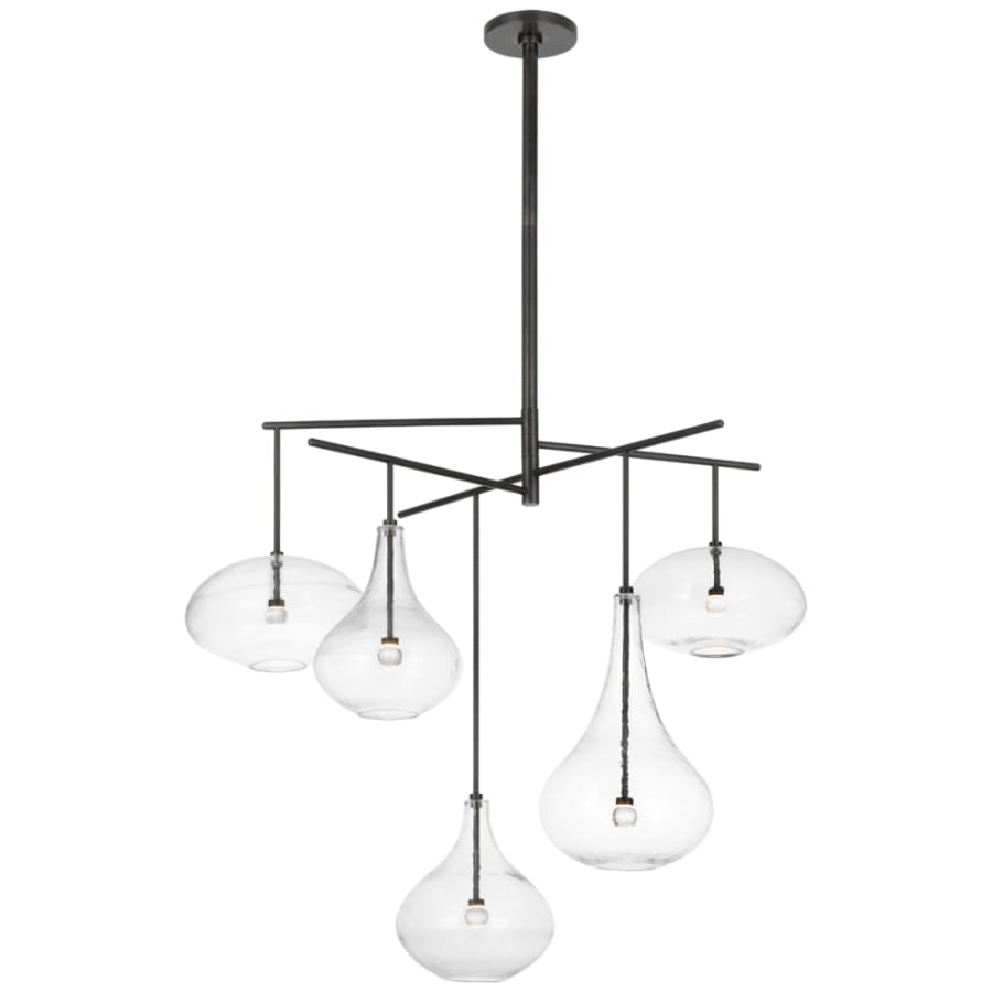 Visual Comfort Lomme 5 Light 38" Wide LED Chandelier with Clear Glass Shades
