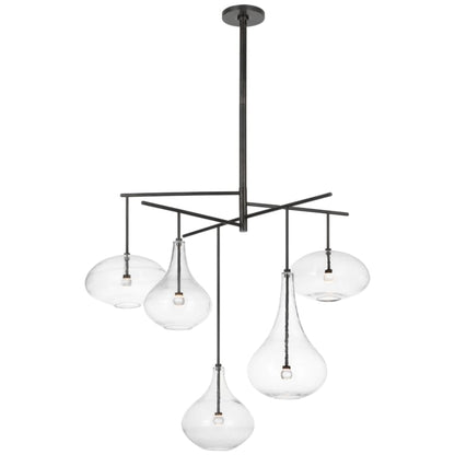 Visual Comfort Lomme 5 Light 38" Wide LED Chandelier with Clear Glass Shades