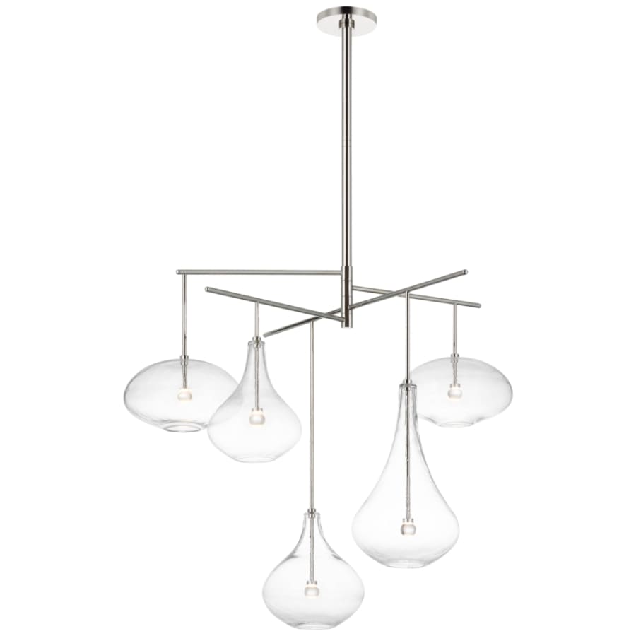 Visual Comfort Lomme 5 Light 38" Wide LED Chandelier with Clear Glass Shades