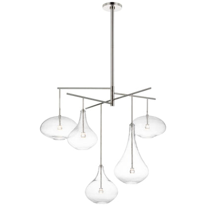 Visual Comfort Lomme 5 Light 38" Wide LED Chandelier with Clear Glass Shades