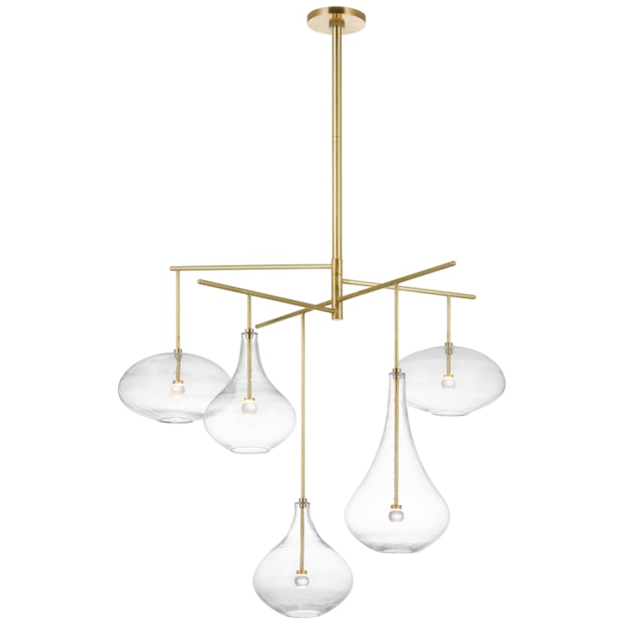 Visual Comfort Lomme 5 Light 38" Wide LED Chandelier with Clear Glass Shades