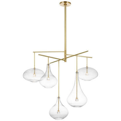 Visual Comfort Lomme 5 Light 38" Wide LED Chandelier with Clear Glass Shades