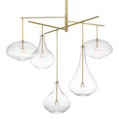 Visual Comfort Lomme 5 Light 38" Wide LED Chandelier with Clear Glass Shades
