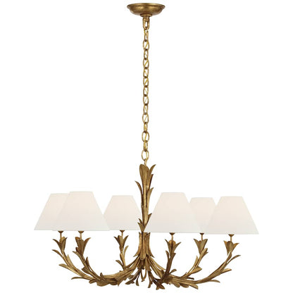 Visual Comfort Provenz 6 Light 32" Wide Chandelier with Linen Shade