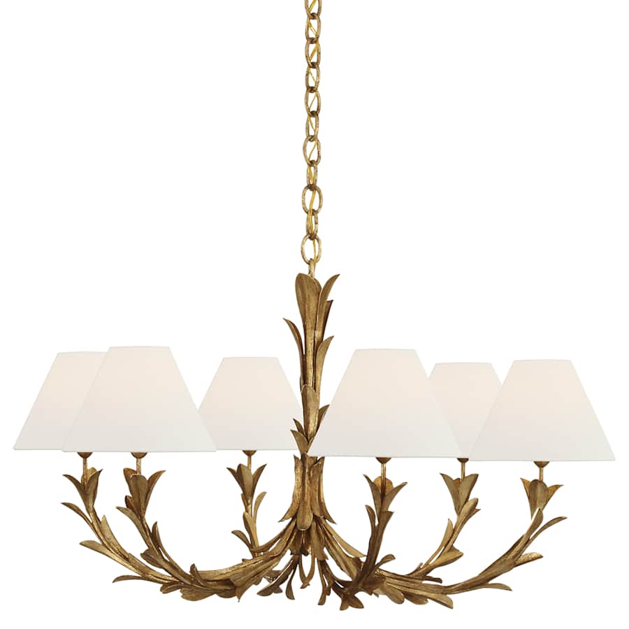 Visual Comfort Provenz 6 Light 32" Wide Chandelier with Linen Shade