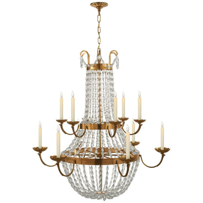 Visual Comfort Paris Flea Market 39" Grande Chandelier with Seeded Glass by E. F. Chapman