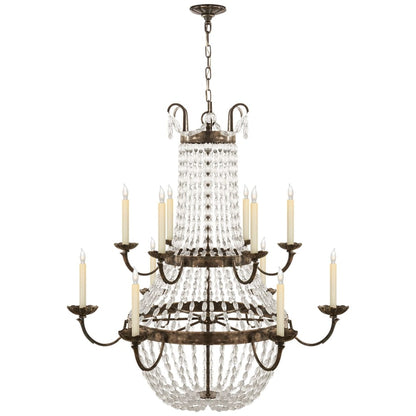 Visual Comfort Paris Flea Market 39" Grande Chandelier with Seeded Glass by E. F. Chapman