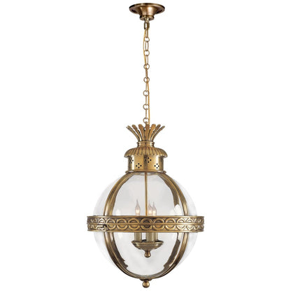 Visual Comfort Crown Top 15" Banded Globe Lantern with Clear Glass by E. F. Chapman
