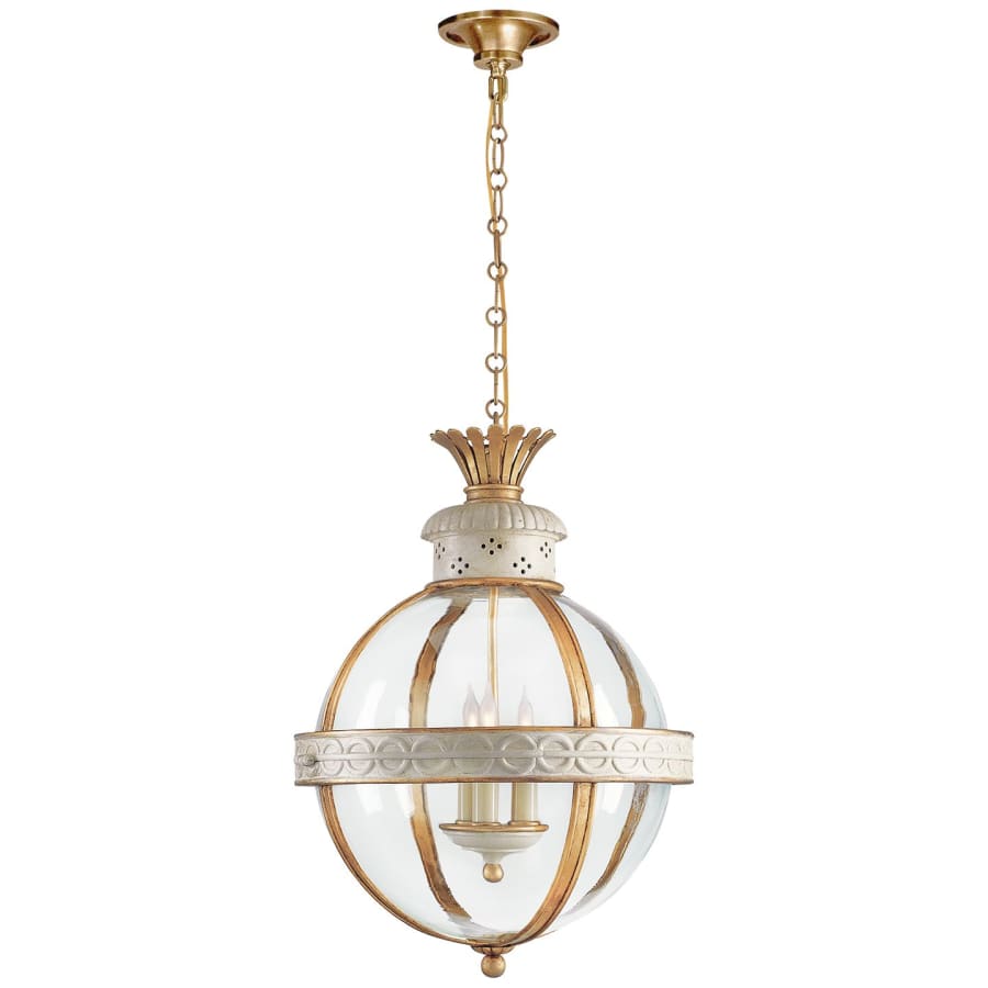 Visual Comfort Crown Top 15" Banded Globe Lantern with Clear Glass by E. F. Chapman
