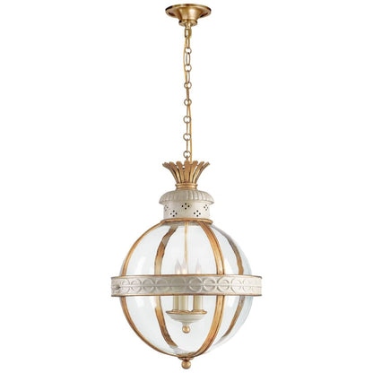 Visual Comfort Crown Top 15" Banded Globe Lantern with Clear Glass by E. F. Chapman