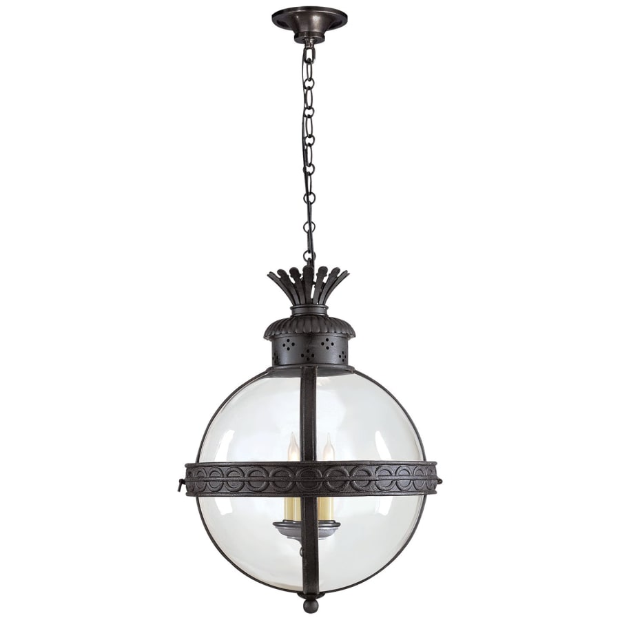 Visual Comfort Crown Top 15" Banded Globe Lantern with Clear Glass by E. F. Chapman