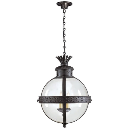 Visual Comfort Crown Top 15" Banded Globe Lantern with Clear Glass by E. F. Chapman