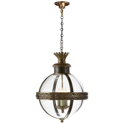 Visual Comfort Crown Top 15" Banded Globe Lantern with Clear Glass by E. F. Chapman