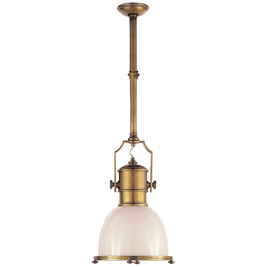 Visual Comfort Country 14" Industrial Small Pendant with White Glass by E. F. Chapman