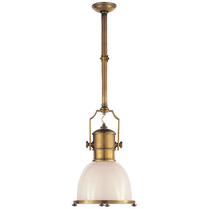 Visual Comfort Country 14" Industrial Small Pendant with White Glass by E. F. Chapman