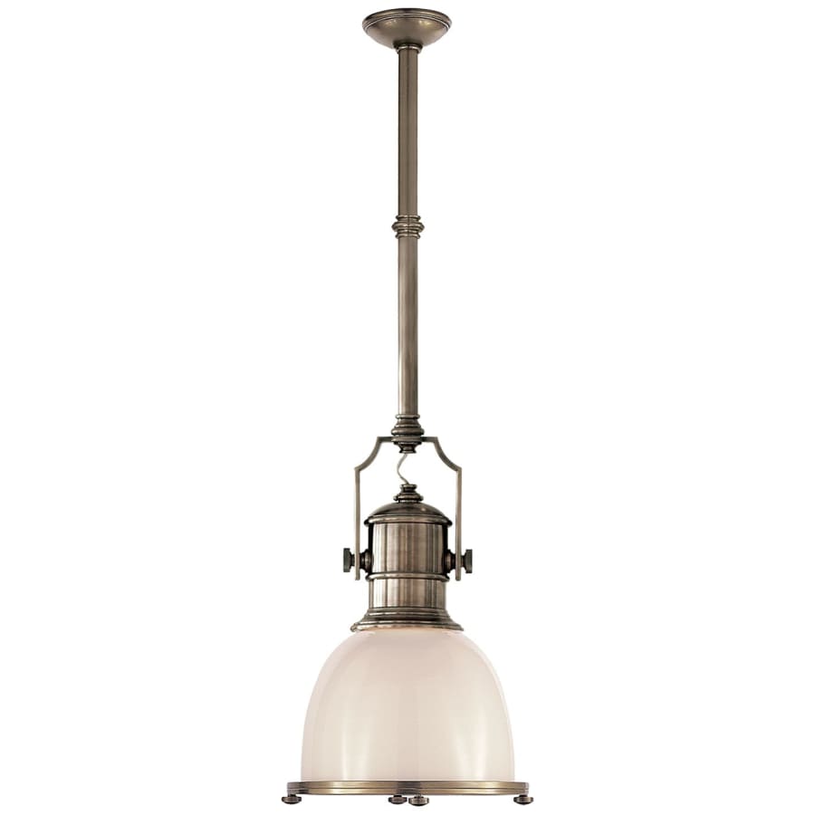 Visual Comfort Country 14" Industrial Small Pendant with White Glass by E. F. Chapman