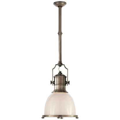 Visual Comfort Country 14" Industrial Small Pendant with White Glass by E. F. Chapman