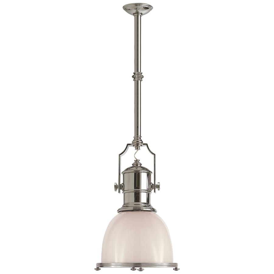 Visual Comfort Country 14" Industrial Small Pendant with White Glass by E. F. Chapman