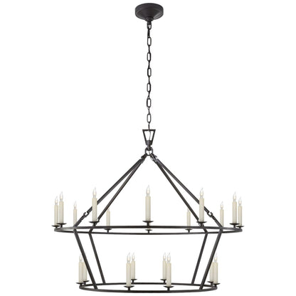 Visual Comfort Darlana 40" Large Two-Tiered Ring Chandelier by E. F. Chapman