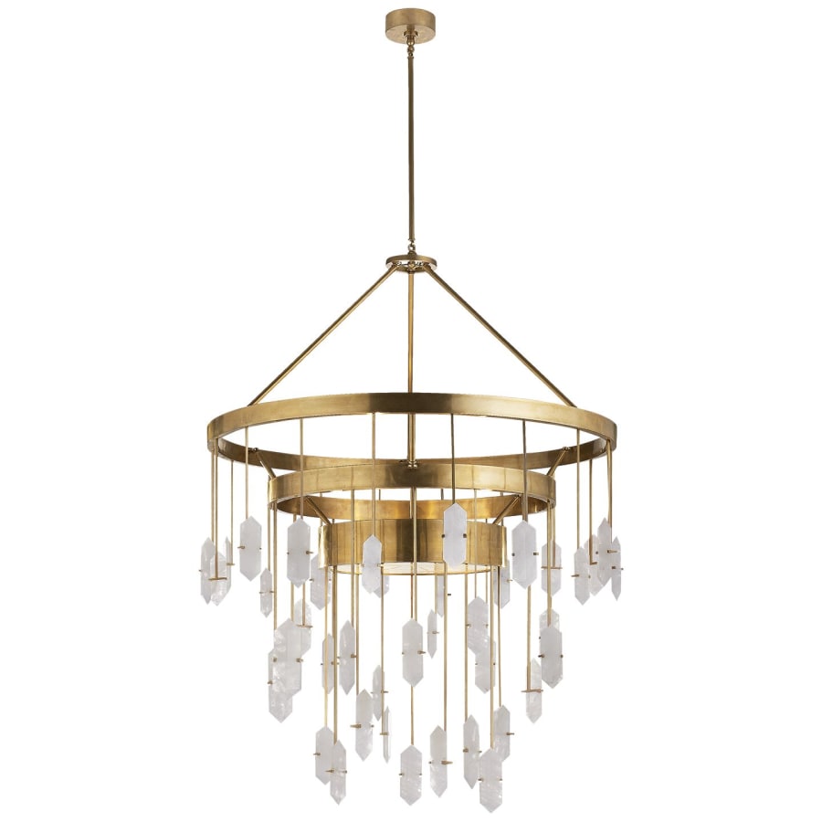 Visual Comfort Halcyon 36" Large Three-Tiered Chandelier with Quartz by Kelly Wearstler