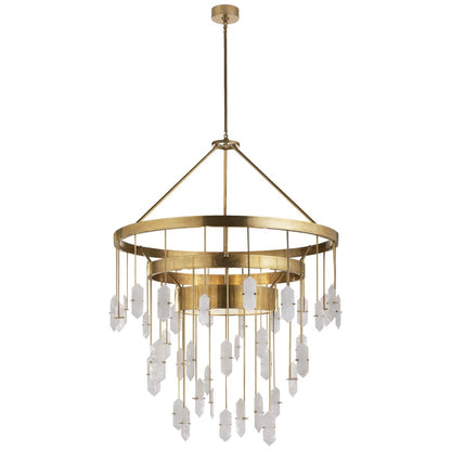 Visual Comfort Halcyon 36" Large Three-Tiered Chandelier with Quartz by Kelly Wearstler