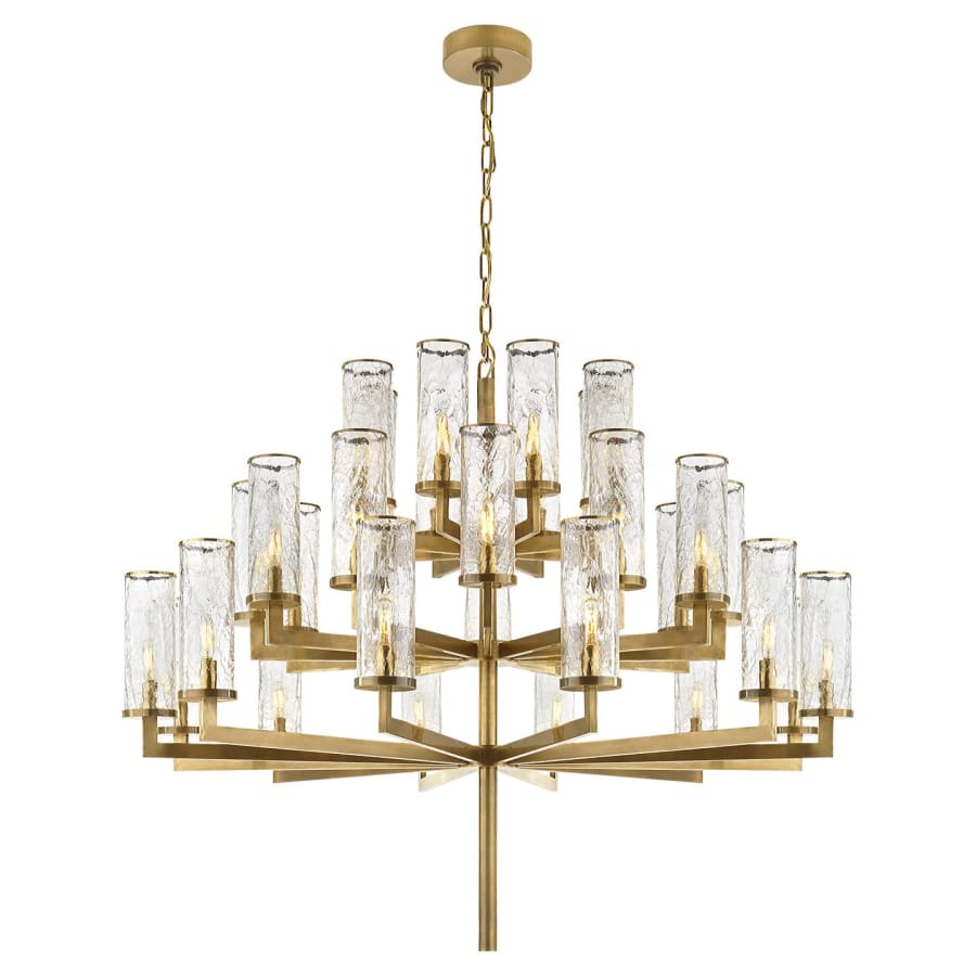 Visual Comfort Liaison 47" Three-Tiered Chandelier with Crackle Glass by Kelly Wearstler