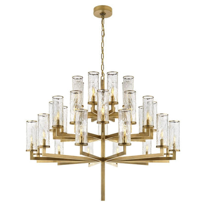 Visual Comfort Liaison 47" Three-Tiered Chandelier with Crackle Glass by Kelly Wearstler