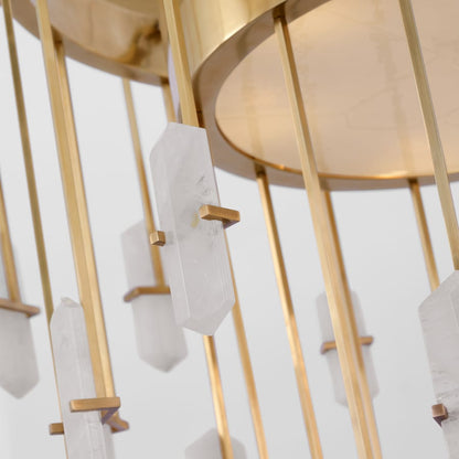 Visual Comfort Halcyon 36" Large Three-Tiered Chandelier with Quartz by Kelly Wearstler