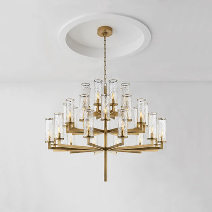 Visual Comfort Liaison 47" Three-Tiered Chandelier with Crackle Glass by Kelly Wearstler