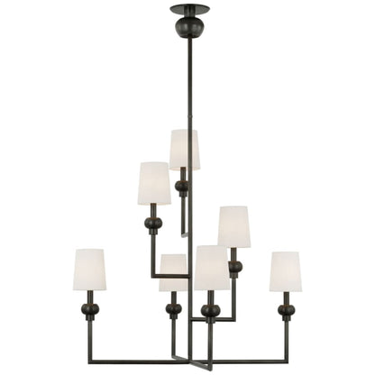 Visual Comfort Comtesse 7 Light 39" Wide Chandelier with White Linen Shades