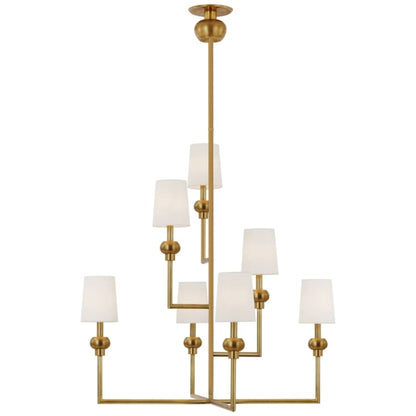 Visual Comfort Comtesse 7 Light 39" Wide Chandelier with White Linen Shades