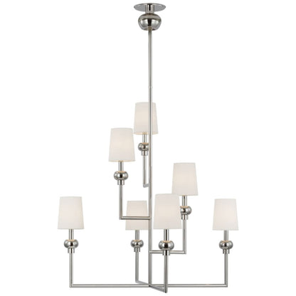 Visual Comfort Comtesse 7 Light 39" Wide Chandelier with White Linen Shades