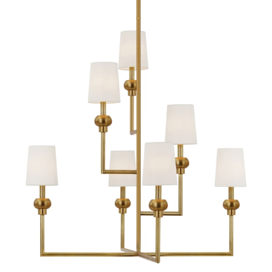 Visual Comfort Comtesse 7 Light 39" Wide Chandelier with White Linen Shades