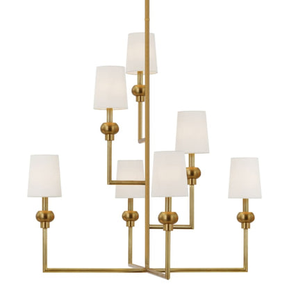 Visual Comfort Comtesse 7 Light 39" Wide Chandelier with White Linen Shades