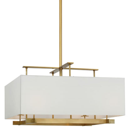 Visual Comfort Jase 35" Wide Pendant with White Linen Shade